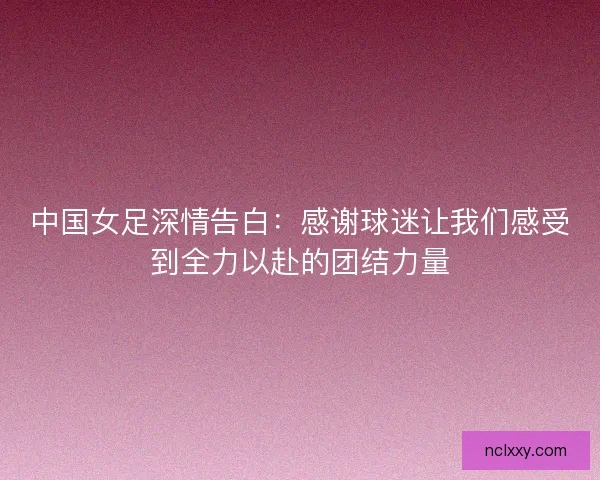 中国女足深情告白：感谢球迷让我们感受到全力以赴的团结力量